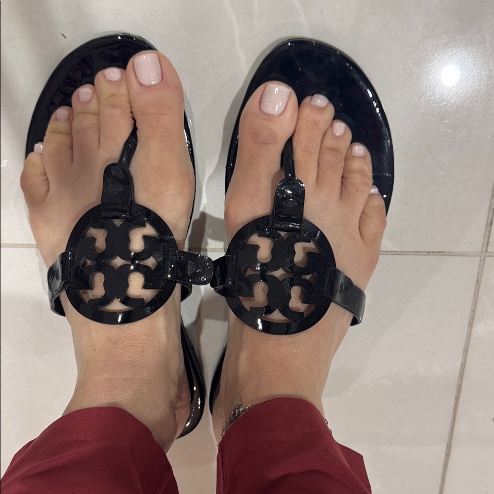 Tory Burch Glossy Black Sandals
